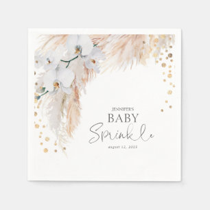 Pampas Grass White Floral Baby Sprinkle Napkin