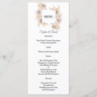 Pampas Grass White Orchid Roses Wedding Menu