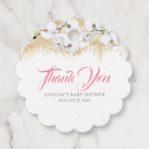 Pampas Grass White Orchids Baby Shower Thank You Favour Tags