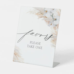 Pampas Grass White Orchids Favours Sign