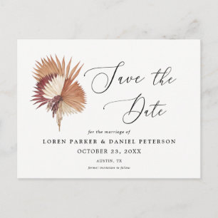 Pampas Gress Boho Save the Date Postcard