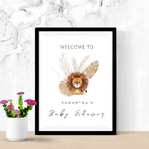 Pampas Lion baby shower invitation Welcome sign