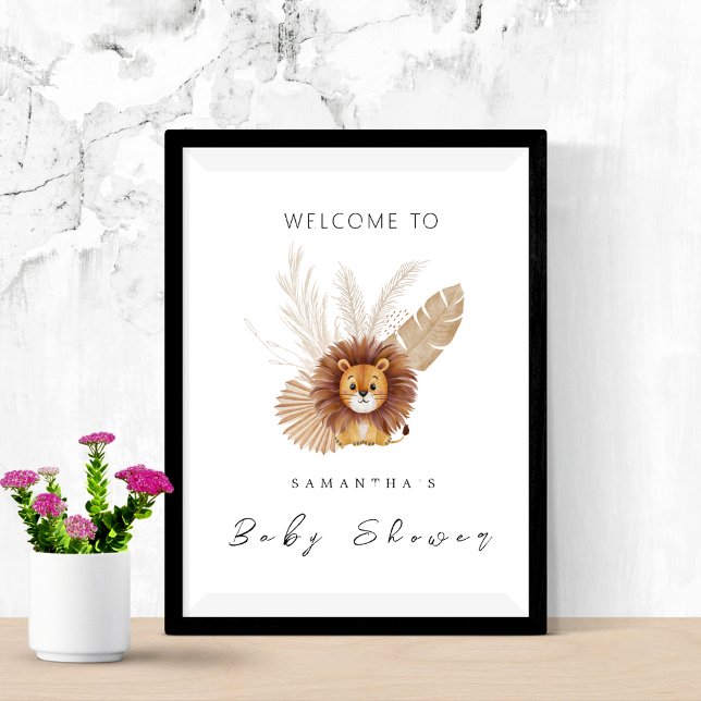 Pampas Lion baby shower invitation Welcome sign (Creator Uploaded)