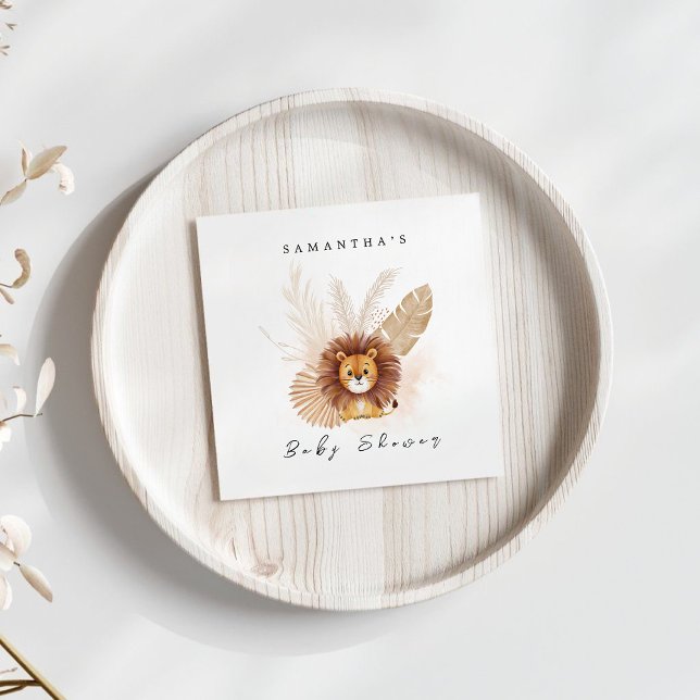 Pampas Lion baby shower invitation Welcome sign Napkin (Creator Uploaded)