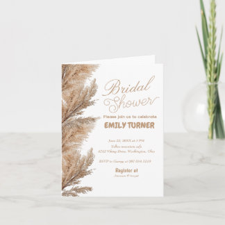 Pampas minimalist bridal shower invitation