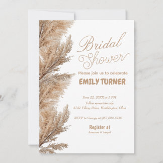 Pampas minimalist bridal shower invitation