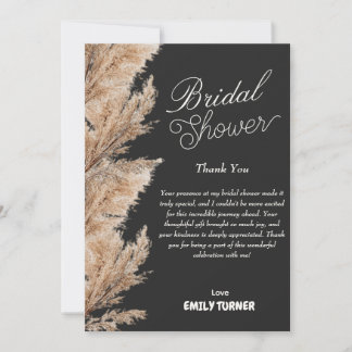 Pampas minimalist bridal shower thank you card