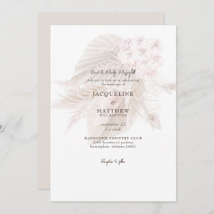 Pampas Muted Pink Floral Bride Parents Wedding Invitation