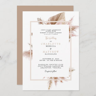 Pampas Neutral Wedding  Invitation