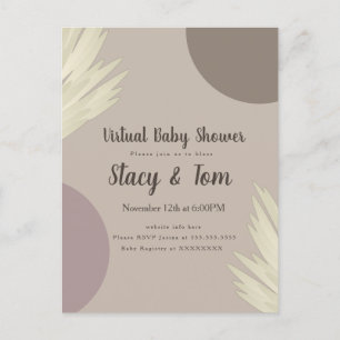 Pampas Organic Shapes Bohemian Virtual Baby Shower Invitation Postcard