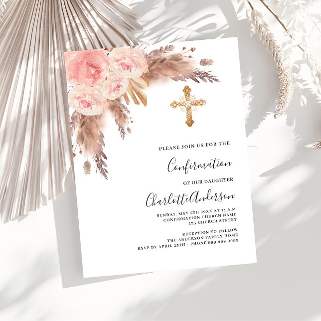 Pampas rose gold budget confirmation invitation (Creator Uploaded)