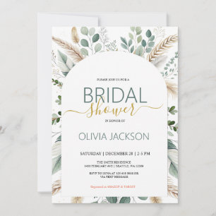 Pampas Rustic Boho Bridal Shower Invitation 