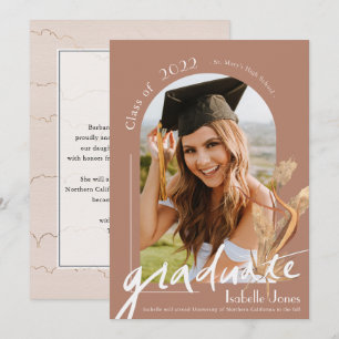 Pampas Terracotta Photo Graduation Annoucement Invitation