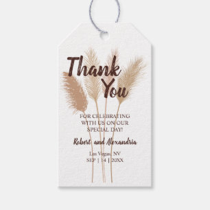Pampas Thank You for Coming Wedding Favour Gift Tags