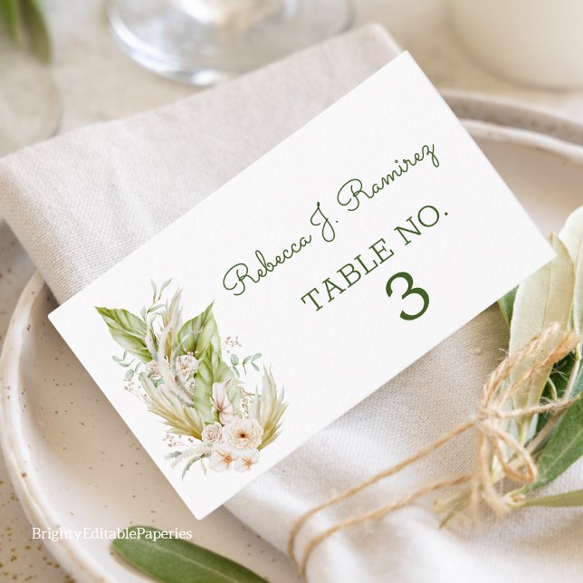 Pampas Wedding Place card Template (Creator Uploaded)