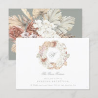 Pampas Wreath Moss Sage Green Monogram Elegant