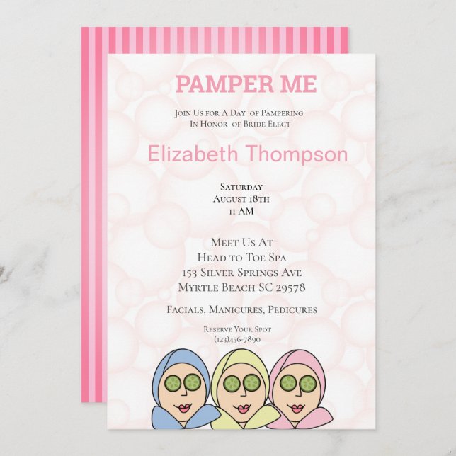 Pamper Me Spa  Bridal Shower Invitation (Front/Back)