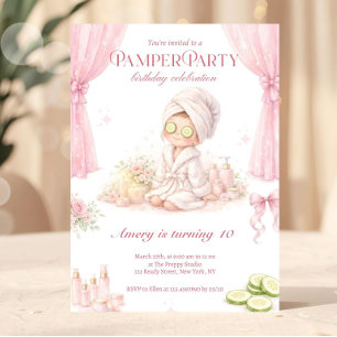 Pamper Party Birthday   Pink Chic Spa Party Invitation