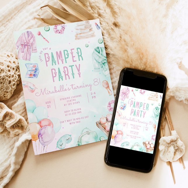 Pamper party Girl Makeup Salon Birthday party Invitation (Creator Uploaded)