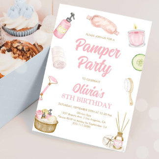 Pamper Party, Glam Party, Girls Spa Party Birthday Invitation
