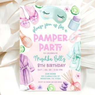 Pamper Party Invite, Girls Spa Birthday, Spa Party Invitation