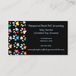 Pampered Paws Colorful Dog Groomer Business Card