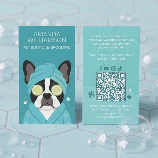 Pampered Pet Cat Spa Grooming Salon Professional  Business Card (Pampered Pet Cat Spa Grooming Salon Professional Business Card)