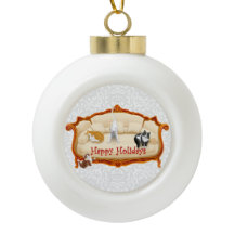 Pampered Victorian Couch Cats Holiday Ornament