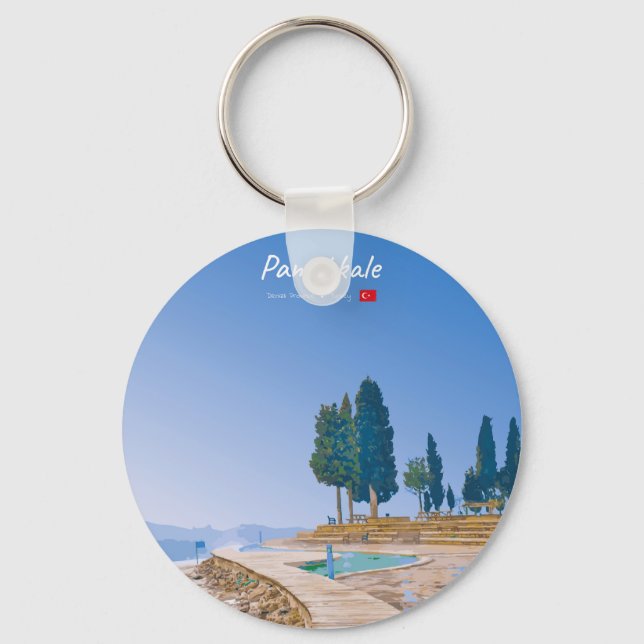 Pamukkale, Turkey -  Thermal Pools Key Ring (Front)