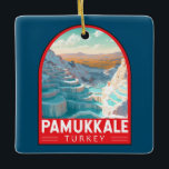 Pamukkale Turkey Travel Art Vintage Ceramic Ornament<br><div class="desc">Pamukkale retro vector travel design. It neighbours Hierapolis,  an ancient Roman spa city founded around 190 B.C.</div>