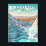 Pamukkale Turkey Travel Art Vintage Postcard<br><div class="desc">Pamukkale retro vector travel design. It neighbours Hierapolis,  an ancient Roman spa city founded around 190 B.C.</div>