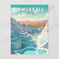 Pamukkale Turkey Travel Art Vintage