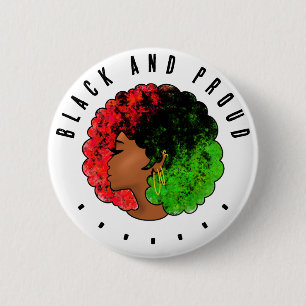 Pan African black girl woman red green pride afro  6 Cm Round Badge