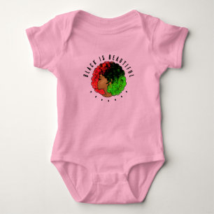 Pan African black girl woman red green pride afro Baby Bodysuit