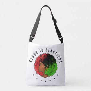 Pan African black girl woman red green pride afro  Crossbody Bag