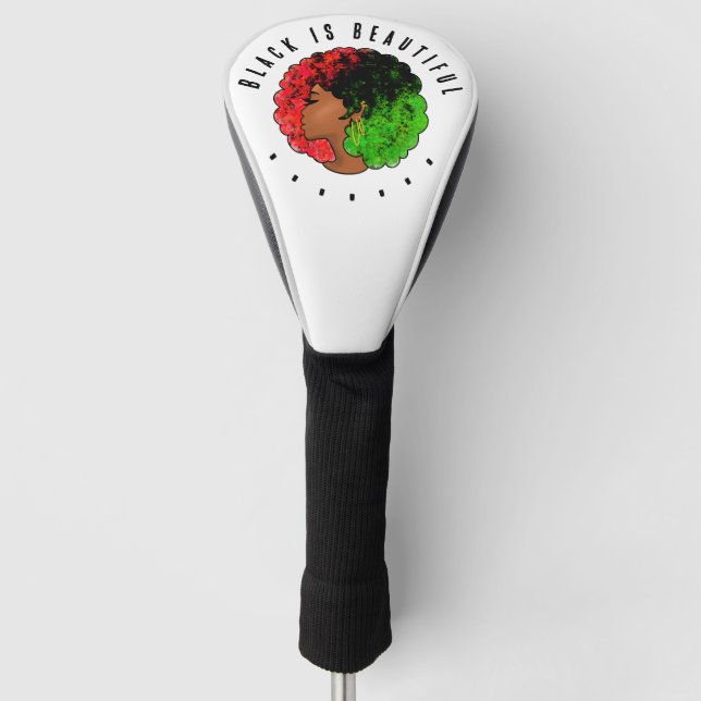 Pan African black girl woman red green pride afro  Golf Head Cover (Front)