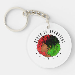 Pan African black girl woman red green pride afro  Key Ring