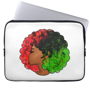 Pan African black girl woman red green pride afro  Laptop Sleeve
