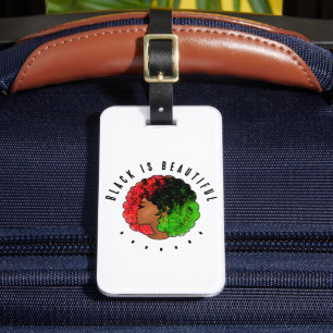 Pan African black girl woman red green pride afro Luggage Tag