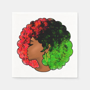 Pan African black girl woman red green pride afro Napkin