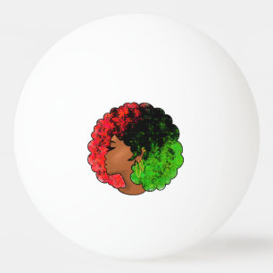 Pan African black girl woman red green pride afro  Ping Pong Ball