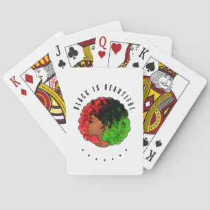 Pan African black girl woman red green pride afro Playing Cards
