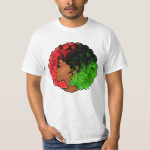 Pan African black girl woman red green pride afro T-Shirt