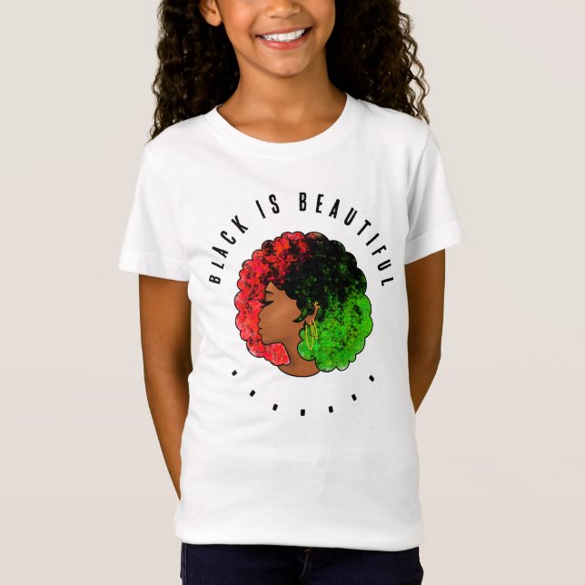 Pan African black girl woman red green pride afro  T-Shirt (Front)