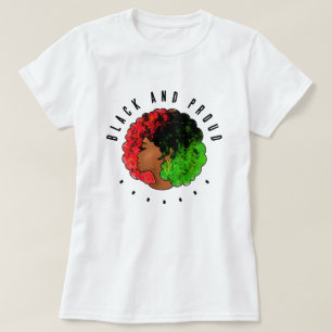 Pan African black girl woman red green pride afro  T-Shirt