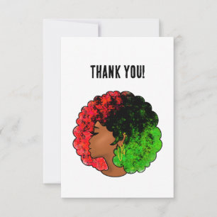 Pan African black girl woman red green pride afro  Thank You Card
