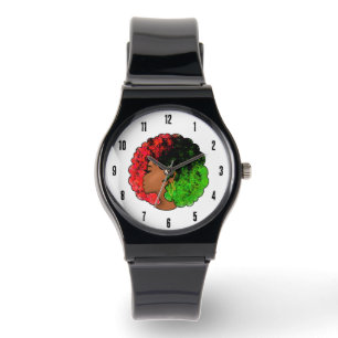 Pan African black girl woman red green pride afro  Watch