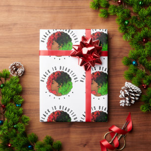 Pan African black girl woman red green pride afro Wrapping Paper