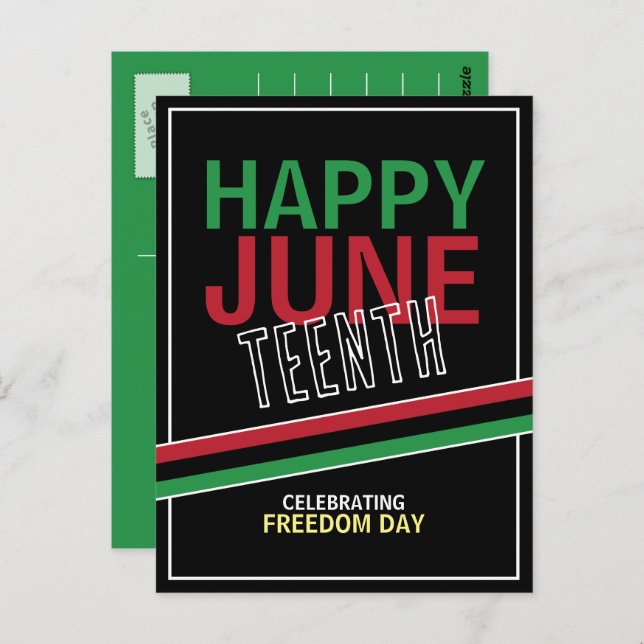 Pan-African flag Design, Juneteenth Celebration Postcard (Front/Back)