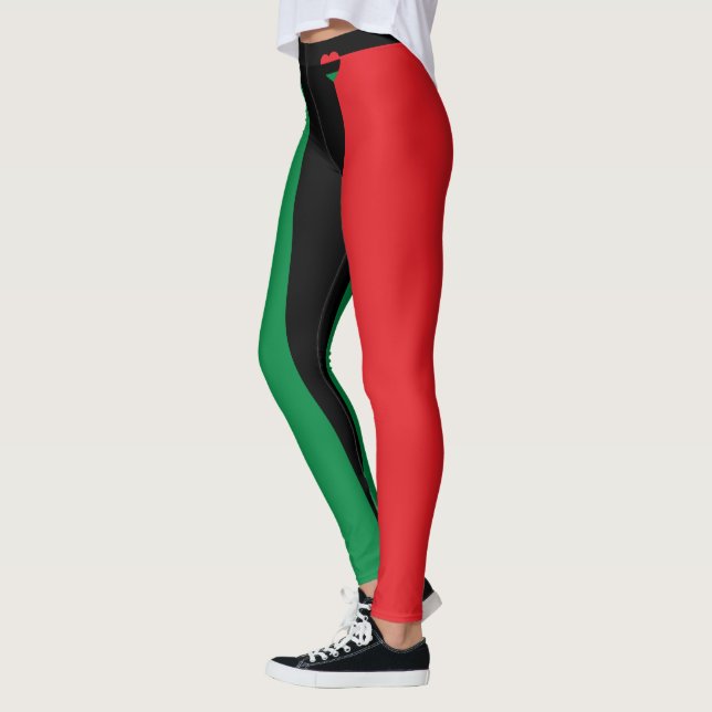 Pan African Flag fashion Heart & Unia Symbol Leggings (Left)